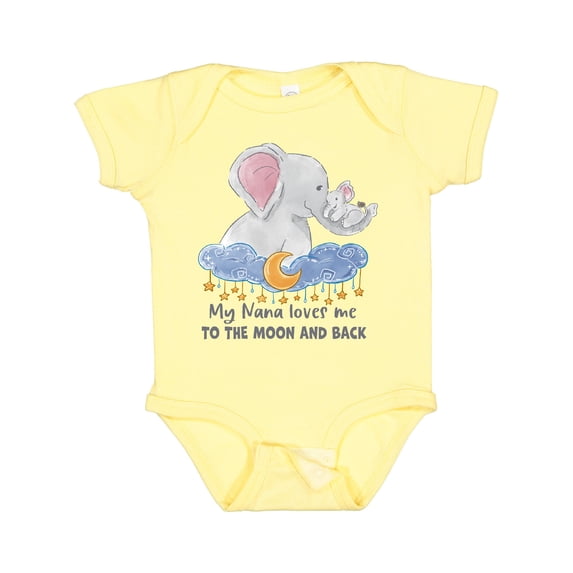 Inktastic My Nana Loves Me to the Moon and Back Elephant Family Boys or Girls Baby Bodysuit