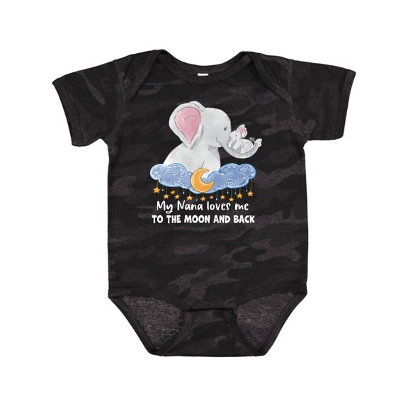 Inktastic My Nana Loves Me to the Moon and Back Elephant Family Boys or Girls Baby Bodysuit
