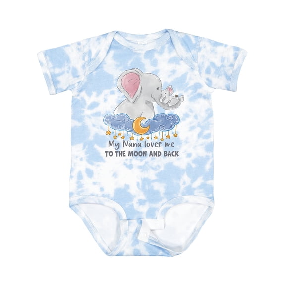Inktastic My Nana Loves Me to the Moon and Back Elephant Family Boys or Girls Baby Bodysuit