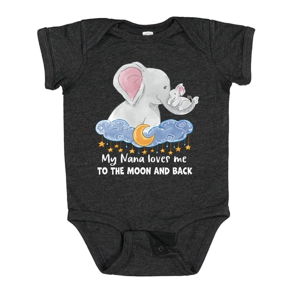 Inktastic My Nana Loves Me to the Moon and Back Elephant Family Boys or Girls Baby Bodysuit