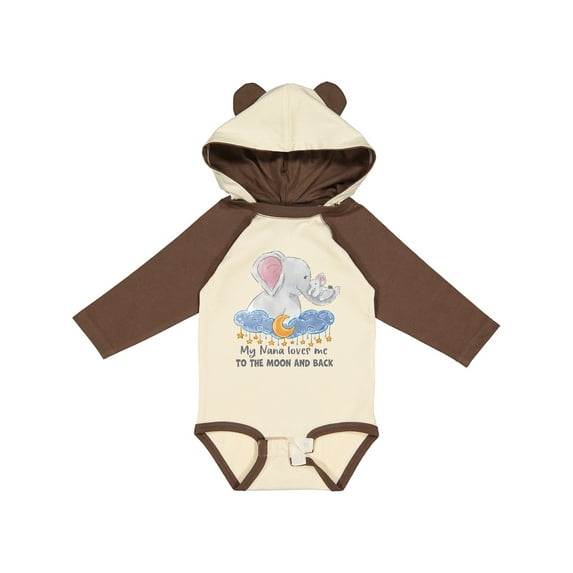 Inktastic My Nana Loves Me to the Moon and Back Elephant Family Boys or Girls Long Sleeve Baby Bodysuit