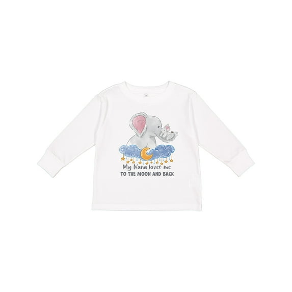 Inktastic My Nana Loves Me to the Moon and Back Elephant Family Boys or Girls Long Sleeve Toddler T-Shirt