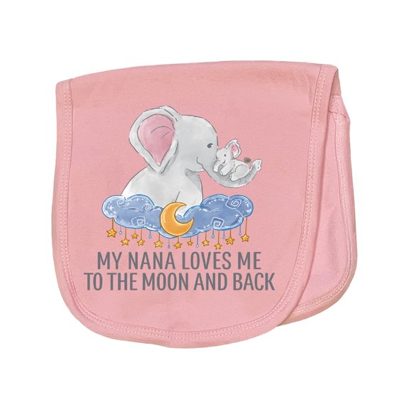 Inktastic My Nana Loves Me to the Moon and Back Elephants in Clouds Baby Burp Cloth