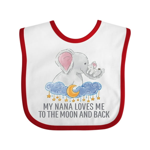 Inktastic My Nana Loves Me to the Moon and Back Elephants in Clouds Boys or Girls Baby Bib