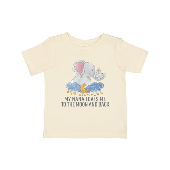 Inktastic My Nana Loves Me to the Moon and Back Elephants in Clouds Boys or Girls Baby T-Shirt