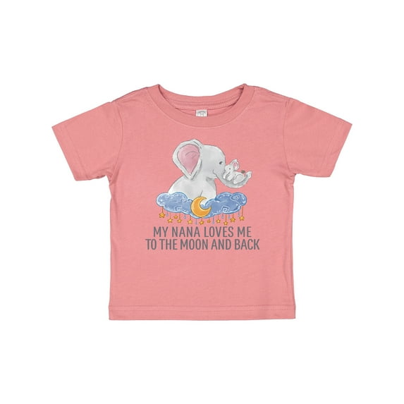 Inktastic My Nana Loves Me to the Moon and Back Elephants in Clouds Boys or Girls Baby T-Shirt