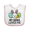 thumbnail image 1 of Inktastic My Nana Loves Me with Bunny and Easter Eggs Boys or Girls Baby Bib, 1 of 4