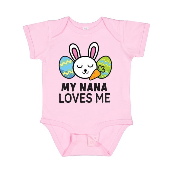 Inktastic My Nana Loves Me with Bunny and Easter Eggs Boys or Girls Baby Bodysuit