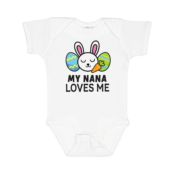 Inktastic My Nana Loves Me with Bunny and Easter Eggs Boys or Girls Baby Bodysuit