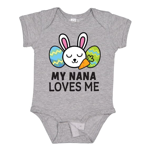 Inktastic My Nana Loves Me with Bunny and Easter Eggs Boys or Girls Baby Bodysuit