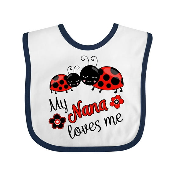Inktastic My Nana Loves Me with Cute Ladybugs Boys or Girls Baby Bib