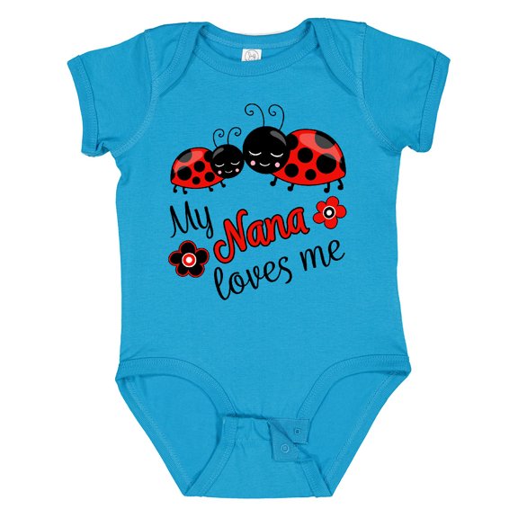 Inktastic My Nana Loves Me with Cute Ladybugs Boys or Girls Baby Bodysuit