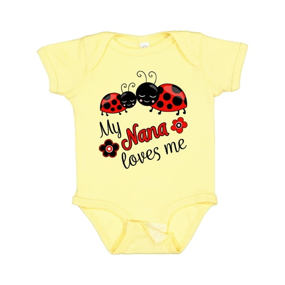 Inktastic My Nana Loves Me with Cute Ladybugs Boys or Girls Baby Bodysuit