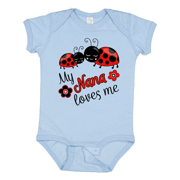 Inktastic My Nana Loves Me with Cute Ladybugs Boys or Girls Baby Bodysuit