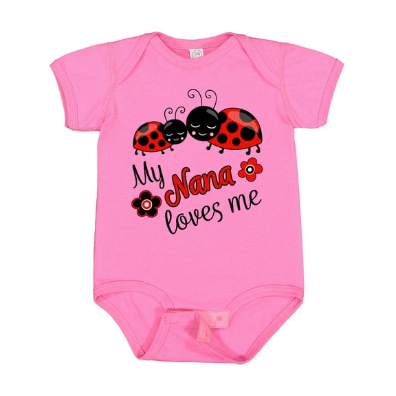 Inktastic My Nana Loves Me with Cute Ladybugs Boys or Girls Baby Bodysuit
