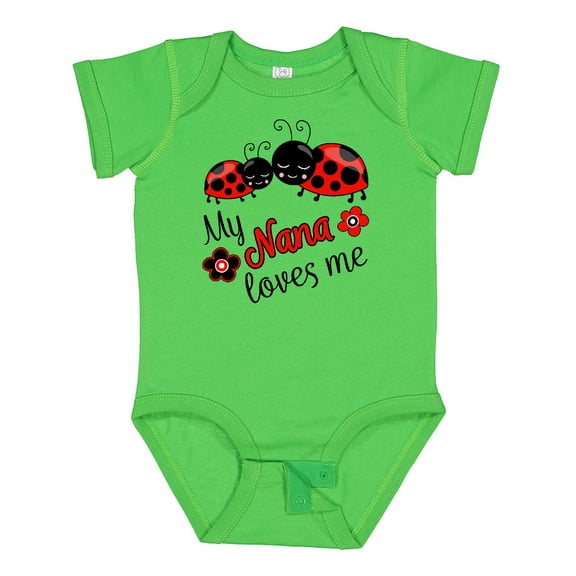 Inktastic My Nana Loves Me with Cute Ladybugs Boys or Girls Baby Bodysuit
