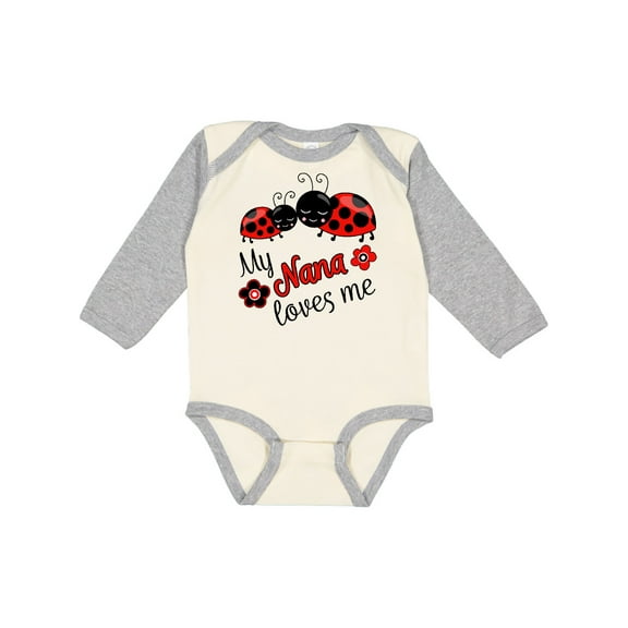Inktastic My Nana Loves Me with Cute Ladybugs Boys or Girls Long Sleeve Baby Bodysuit