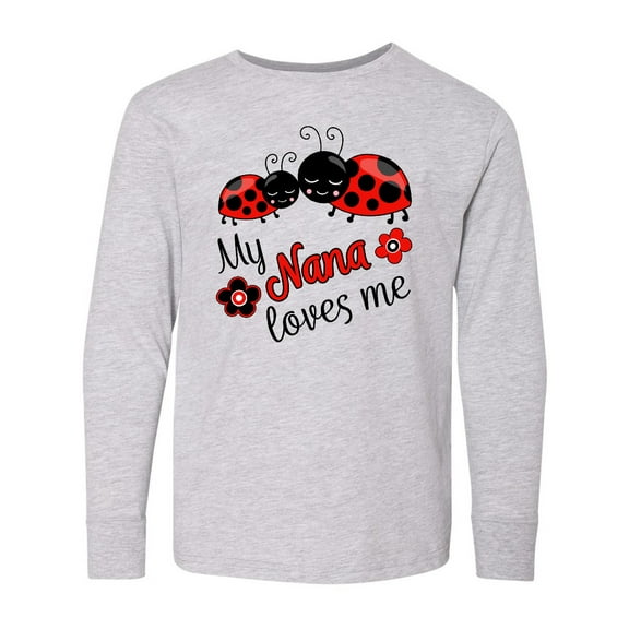 Inktastic My Nana Loves Me with Cute Ladybugs Long Sleeve Youth T-Shirt