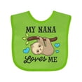 thumbnail image 1 of Inktastic My Nana Loves Me with Sloth and Hearts Boys or Girls Baby Bib, 1 of 4