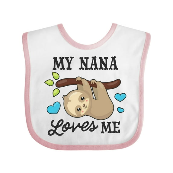 Inktastic My Nana Loves Me with Sloth and Hearts Boys or Girls Baby Bib