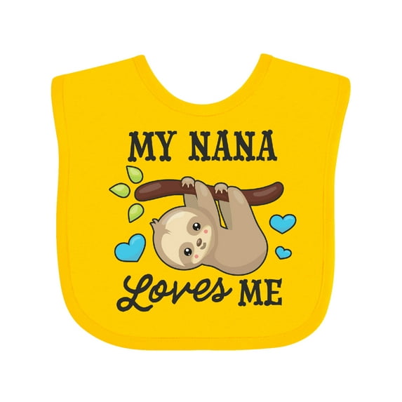 Inktastic My Nana Loves Me with Sloth and Hearts Boys or Girls Baby Bib