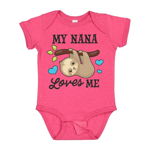 Inktastic My Nana Loves Me with Sloth and Hearts Boys or Girls Baby Bodysuit