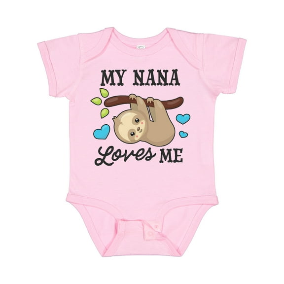 Inktastic My Nana Loves Me with Sloth and Hearts Boys or Girls Baby Bodysuit