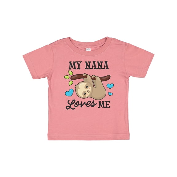 Inktastic My Nana Loves Me with Sloth and Hearts Boys or Girls Baby T-Shirt
