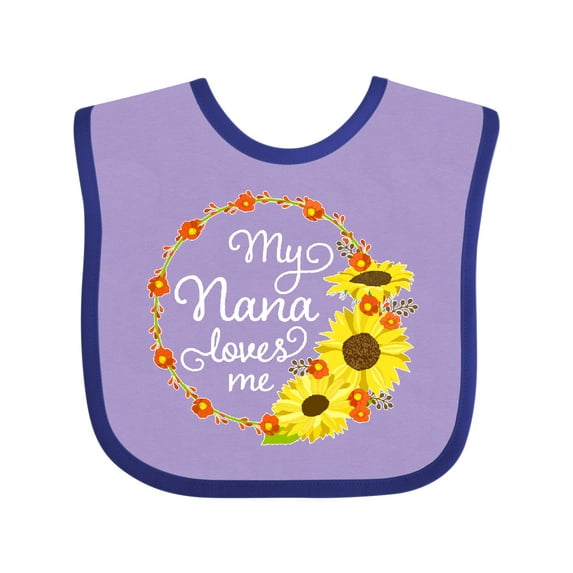 Inktastic My Nana Loves Me with Sunflower Wreath Boys or Girls Baby Bib