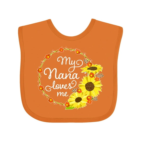 Inktastic My Nana Loves Me with Sunflower Wreath Boys or Girls Baby Bib