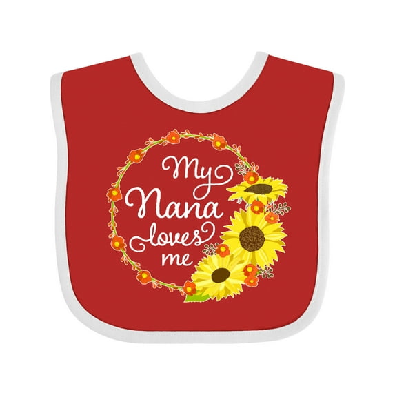 Inktastic My Nana Loves Me with Sunflower Wreath Boys or Girls Baby Bib