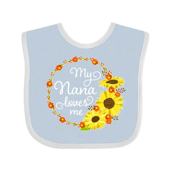 Inktastic My Nana Loves Me with Sunflower Wreath Boys or Girls Baby Bib