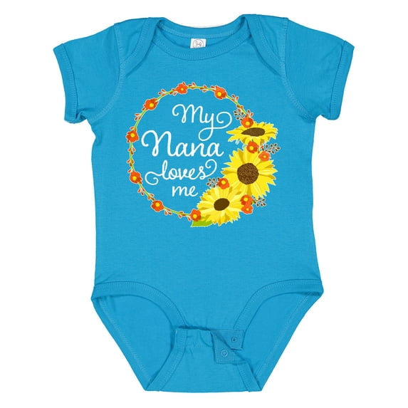 Inktastic My Nana Loves Me with Sunflower Wreath Boys or Girls Baby Bodysuit