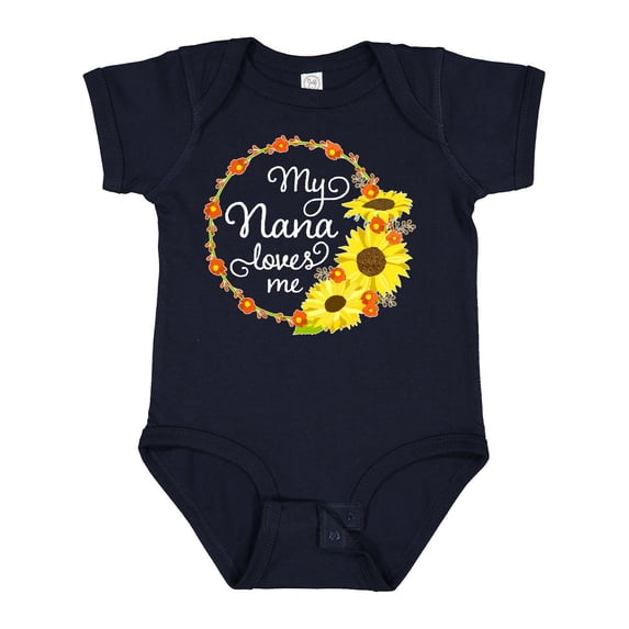 Inktastic My Nana Loves Me with Sunflower Wreath Boys or Girls Baby Bodysuit