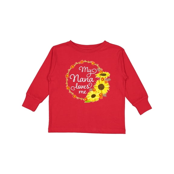 Inktastic My Nana Loves Me with Sunflower Wreath Boys or Girls Long Sleeve Toddler T-Shirt