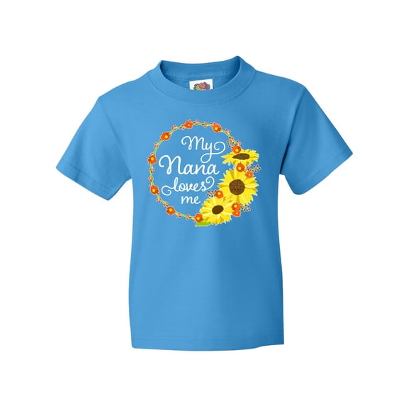 Inktastic My Nana Loves Me with Sunflower Wreath Youth T-Shirt