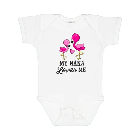 Inktastic My Nana Loves Me with Two Flamingos Boys or Girls Baby Bodysuit