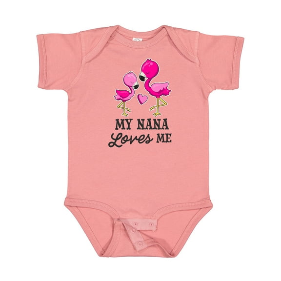 Inktastic My Nana Loves Me with Two Flamingos Boys or Girls Baby Bodysuit