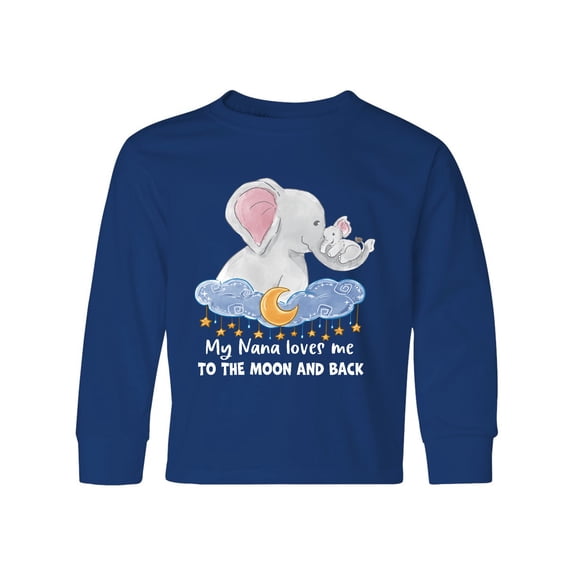 Inktastic My Nana Loves me to the Moon and Back Elephant Family Long Sleeve Youth T-Shirt