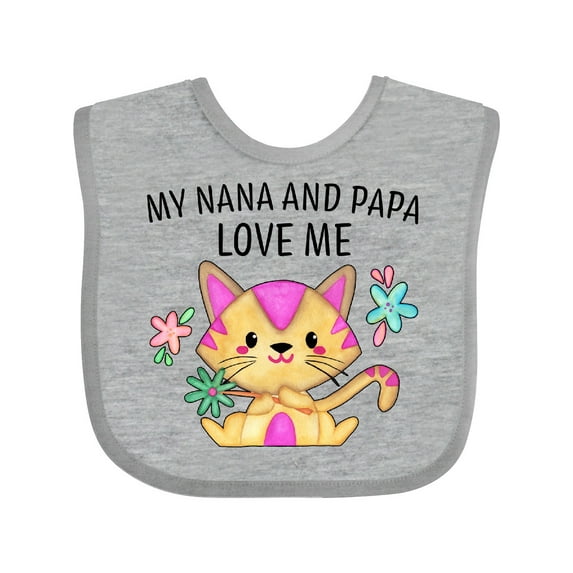 Inktastic My Nana and Papa Love Me with Cute Kitten and Flowers Boys or Girls Baby Bib