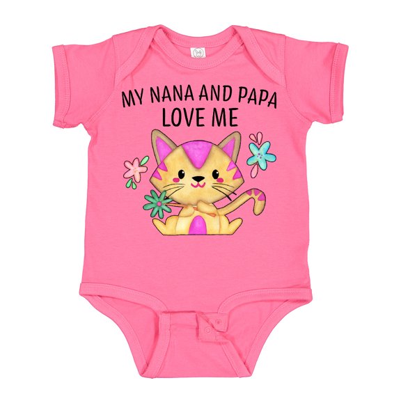 Inktastic My Nana and Papa Love Me with Cute Kitten and Flowers Boys or Girls Baby Bodysuit