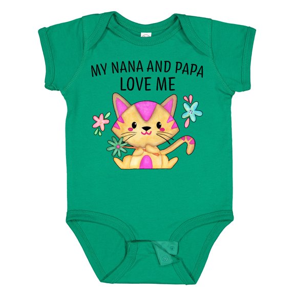 Inktastic My Nana and Papa Love Me with Cute Kitten and Flowers Boys or Girls Baby Bodysuit