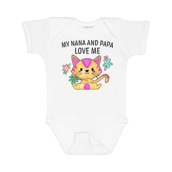 Inktastic My Nana and Papa Love Me with Cute Kitten and Flowers Boys or Girls Baby Bodysuit