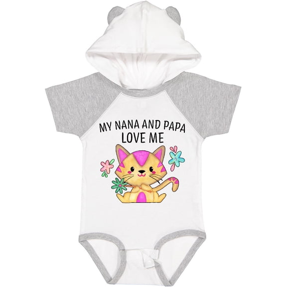 Inktastic My Nana and Papa Love Me with Cute Kitten and Flowers Boys or Girls Baby Bodysuit