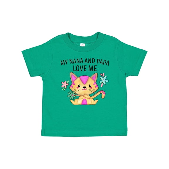 Inktastic My Nana and Papa Love Me with Cute Kitten and Flowers Boys or Girls Baby T-Shirt