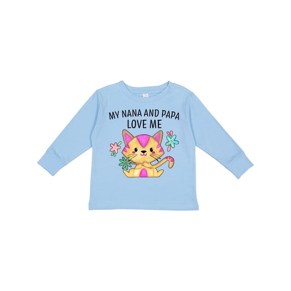 Inktastic My Nana and Papa Love Me with Cute Kitten and Flowers Boys or Girls Long Sleeve Toddler T-Shirt
