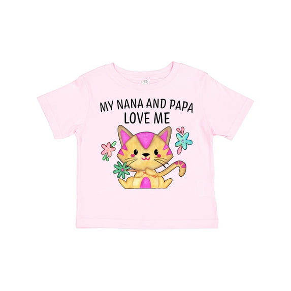 Inktastic My Nana and Papa Love Me with Cute Kitten and Flowers Boys or Girls Toddler T-Shirt