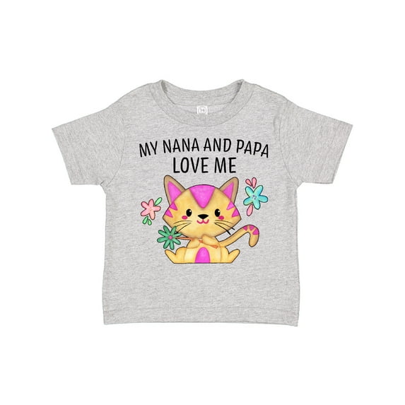 Inktastic My Nana and Papa Love Me with Cute Kitten and Flowers Boys or Girls Toddler T-Shirt