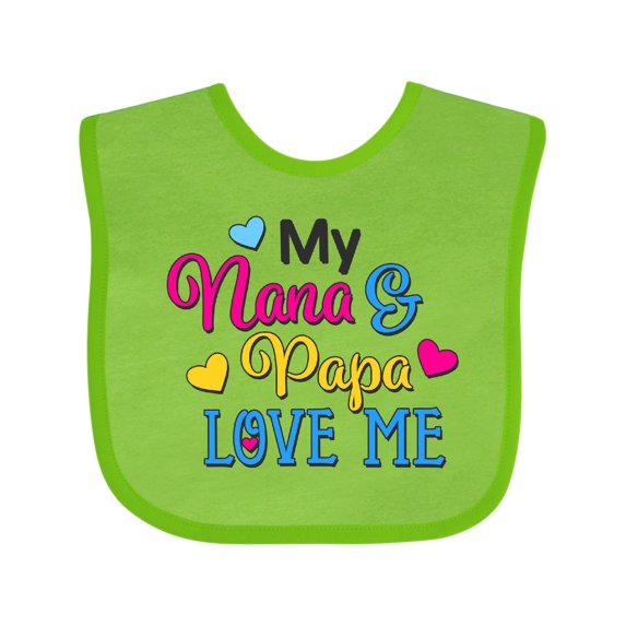 Inktastic My Nana and Papa Love Me with Hearts Boys or Girls Baby Bib