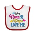 thumbnail image 1 of Inktastic My Nana and Papa Love Me with Hearts Boys or Girls Baby Bib, 1 of 4
